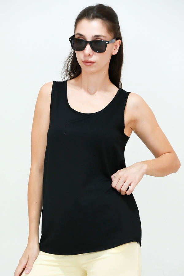 T - Shirt Met Brede Bandjes – Zwart