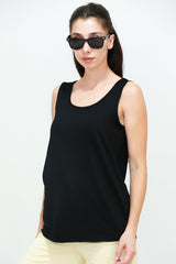 T - Shirt Met Brede Bandjes – Zwart