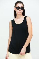 T - Shirt Met Brede Bandjes – Zwart