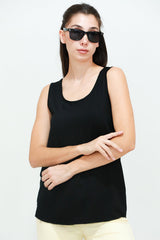 T - Shirt Met Brede Bandjes – Zwart