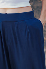 Plissé Harembroek Met Zakken – Donkerblauw