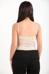 Top Met V - Hals — Taupe