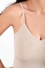 Top Met V - Hals — Taupe