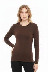 Blouse Met Ronde Hals – Bruin