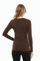 Blouse Met Ronde Hals – Bruin
