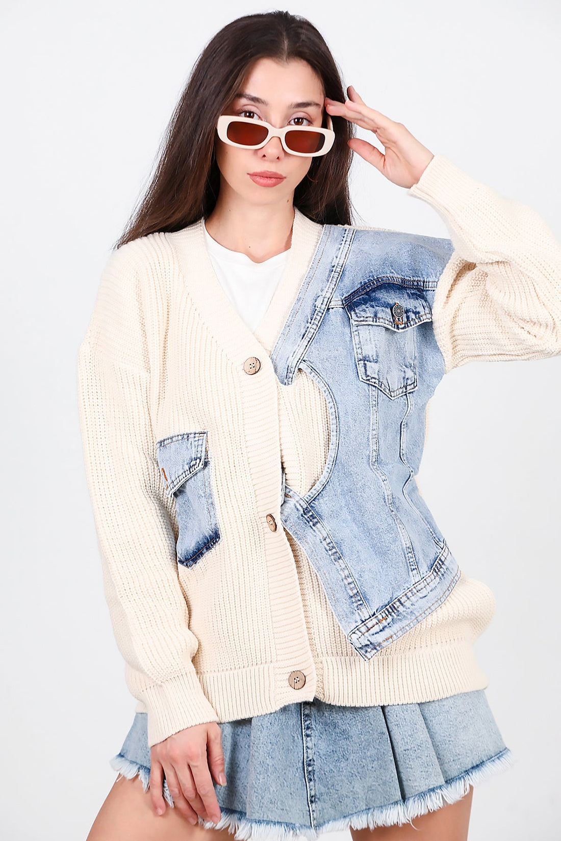 Cardigan Met Denim - Vest