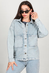 Jeansjacke Mit Steinbesatz Und Snow - Wash – Blau