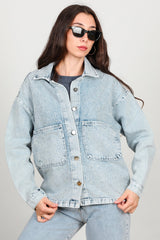 Jeansjacke Mit Steinbesatz Und Snow - Wash – Blau