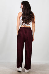 Gerippte Hose Mit Weitem Bein – Bordeaux