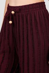 Gerippte Hose Mit Weitem Bein – Bordeaux