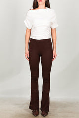 Flared Legging Met Knoopdetail Bij Zoom – Bruin