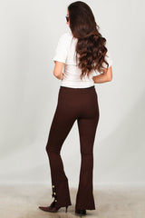 Flared Legging Met Knoopdetail Bij Zoom – Bruin