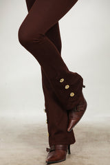 Flared Legging Met Knoopdetail Bij Zoom – Bruin