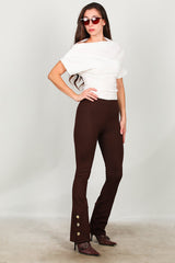 Flared Legging Met Knoopdetail Bij Zoom – Bruin