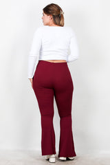 Plus - Size Geribbelde Flared Legging — Bordeaux