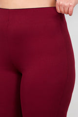 Plus - Size Geribbelde Flared Legging — Bordeaux