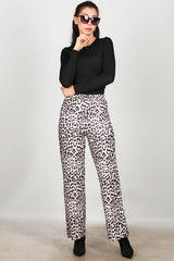 Luipaardprint Broek – Crème