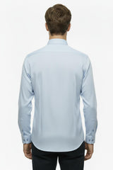 Heren Slim - Fit Gestreept Overhemd — Ijsblauw