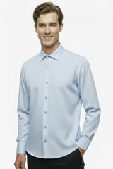 Heren Slim - Fit Gestreept Overhemd — Ijsblauw