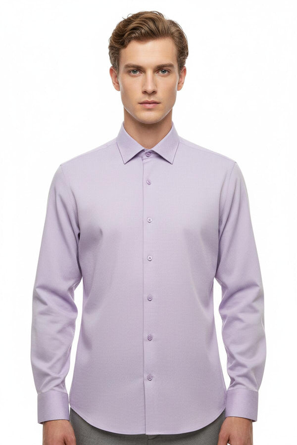 Slim - Fit Gestreept Overhemd — Lila
