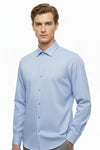 Heren Slim - Fit Gestreept Overhemd — Blauw
