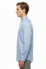 Heren Slim - Fit Gestreept Overhemd — Blauw
