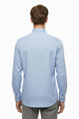 Heren Slim - Fit Gestreept Overhemd — Blauw