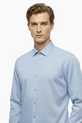 Heren Slim - Fit Gestreept Overhemd — Blauw