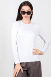 Ronde Hals Lange Mouw Jersey Top – Wit