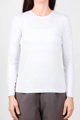 Ronde Hals Lange Mouw Jersey Top – Wit