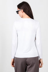 Ronde Hals Lange Mouw Jersey Top – Wit