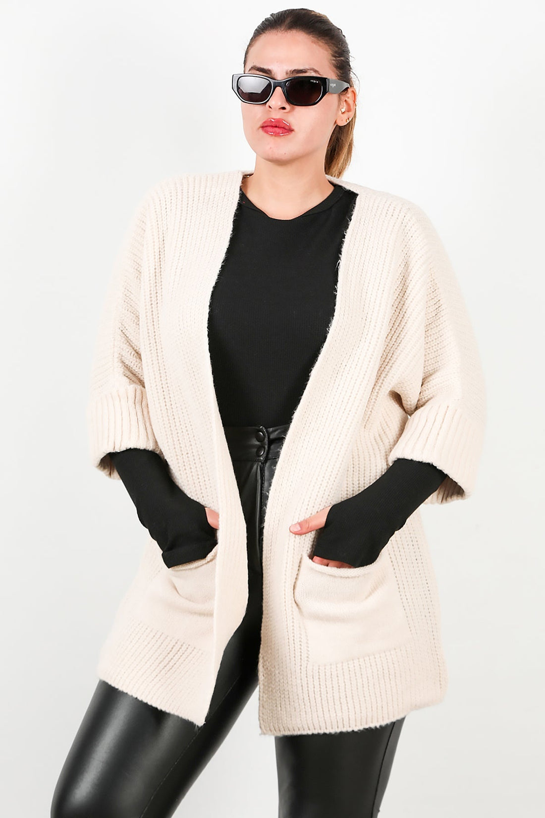Cardigan Mit Taschen – Stone (Plus - Size)