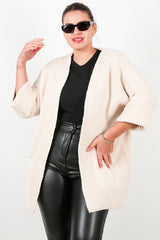Cardigan Mit Taschen – Stone (Plus - Size)