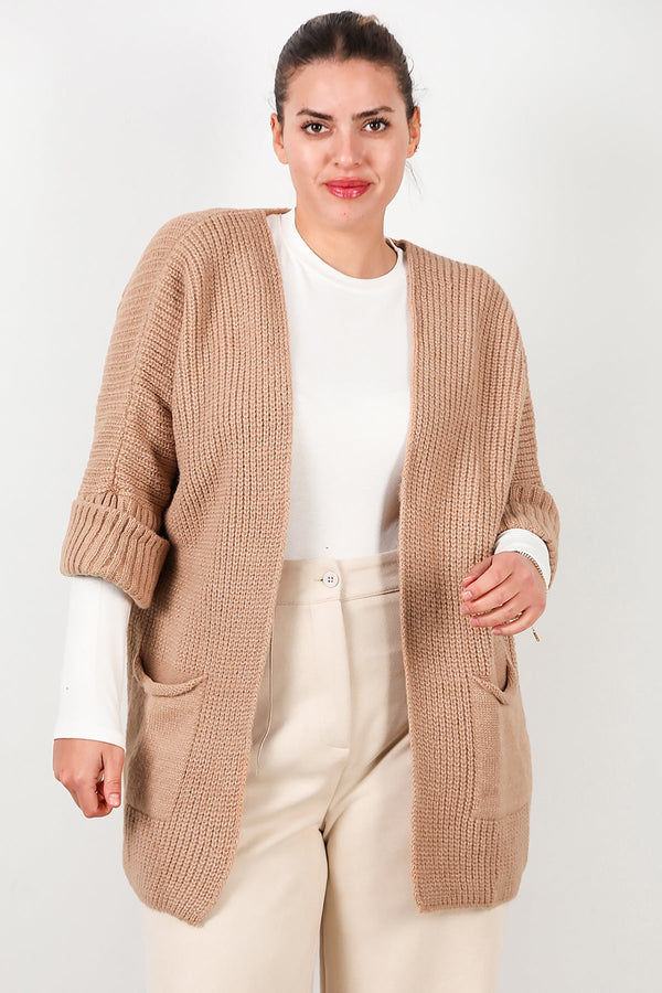 Plus - Size Vest Met Zakken — Beige