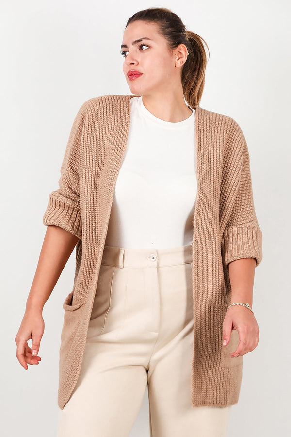 Plus - Size Vest Met Zakken — Beige