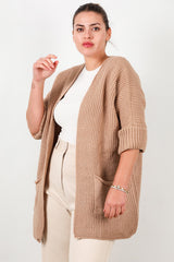 Plus - Size Vest Met Zakken — Beige