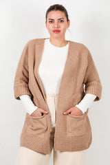 Plus - Size Vest Met Zakken — Beige