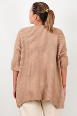 Plus - Size Vest Met Zakken — Beige