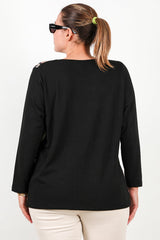Plus - Size Blouse Met Luipaardprint — Zwart