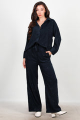Samt - Hose Mit Pailletten — Marineblau