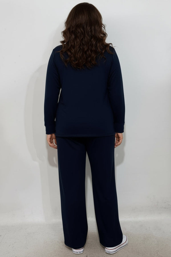 Großes Größen Leopardenprint‑Set Mit Steinbesatz – Marineblau