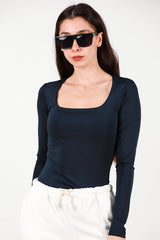 Body Mit Quadratischem Ausschnitt Und Hemdchen – Marineblau