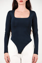Body Mit Quadratischem Ausschnitt Und Hemdchen – Marineblau