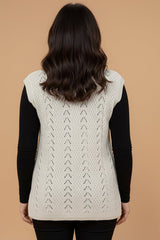 Grote Maten Gebreide Gilet – Stone