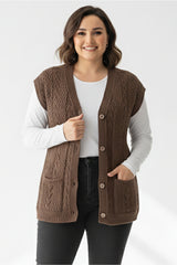 Gebreide Gilet — Grote Maten — Bruin