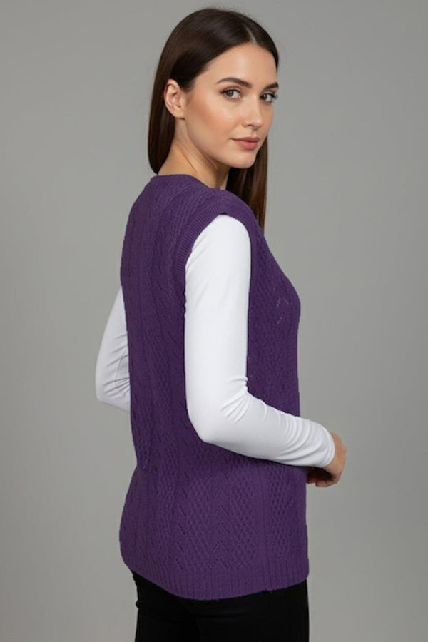 Gebreid Vest In Grote Maat — Paars