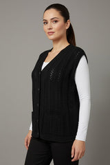 Gebreide Gilet — Grote Maten — Zwart