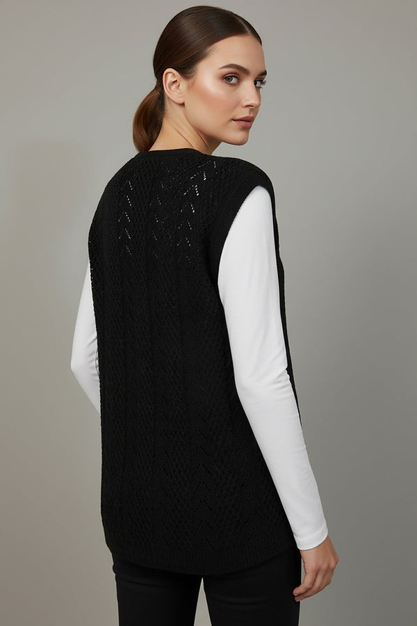 Gebreide Gilet — Grote Maten — Zwart
