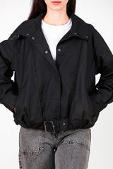 Korte Trenchcoat Met Drukknopen En Geplooide Details, Zwart
