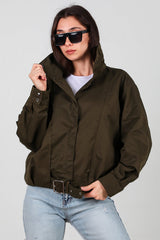 Korte Trenchcoat Met Plooidetail En Drukknopen — Khaki